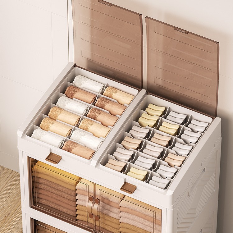 household installation-free folding storage cabinet plastic formaldehyde-free large capacity multi-layer locker thickened bedroom organizing cabinet