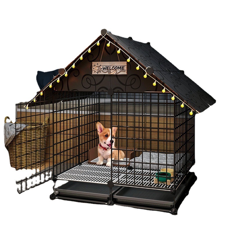 Cross-Border Dog Playpen Small and Medium-Sized Dogs Indoor Home Feces Separation Kennel Pet Poodle Dog Crate with Roof