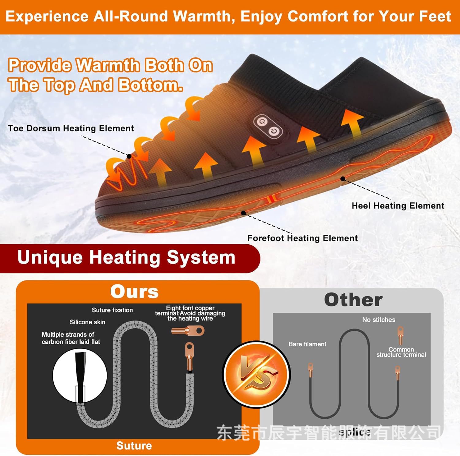 电加热拖鞋 男女通用脚部电加热垫 可充电5v5000毫安室内加热鞋子