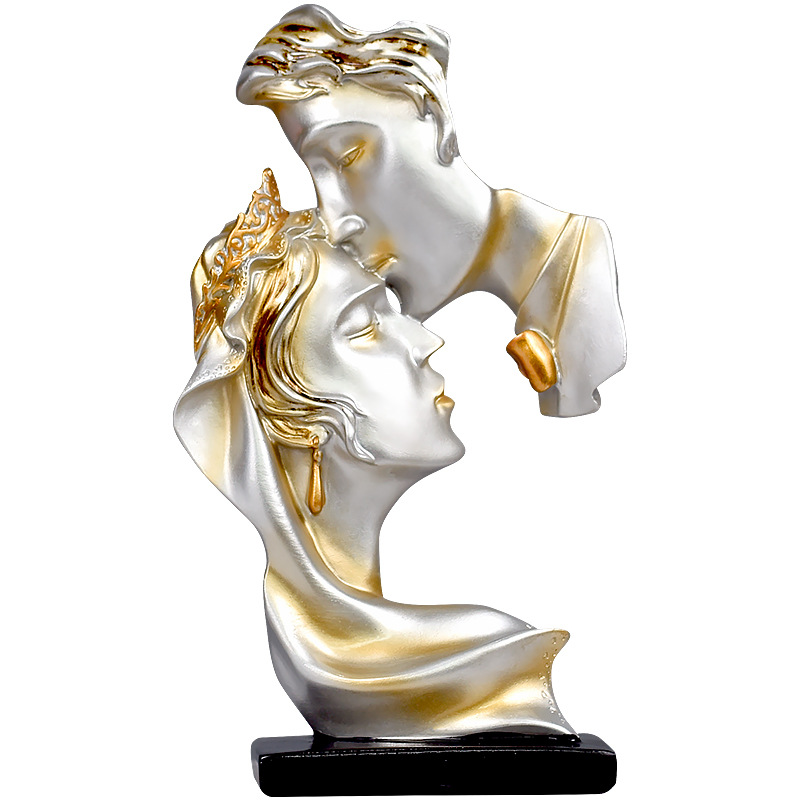 Creative Kiss Love Couple Figure Statue Resin Craft Ornament Home Living Room Decoration Gift Decoration