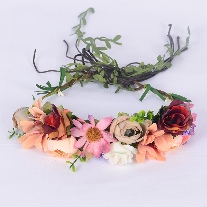 欧美甜美森女花环手工藤条头饰头环景区摄影发饰海边度假头花环