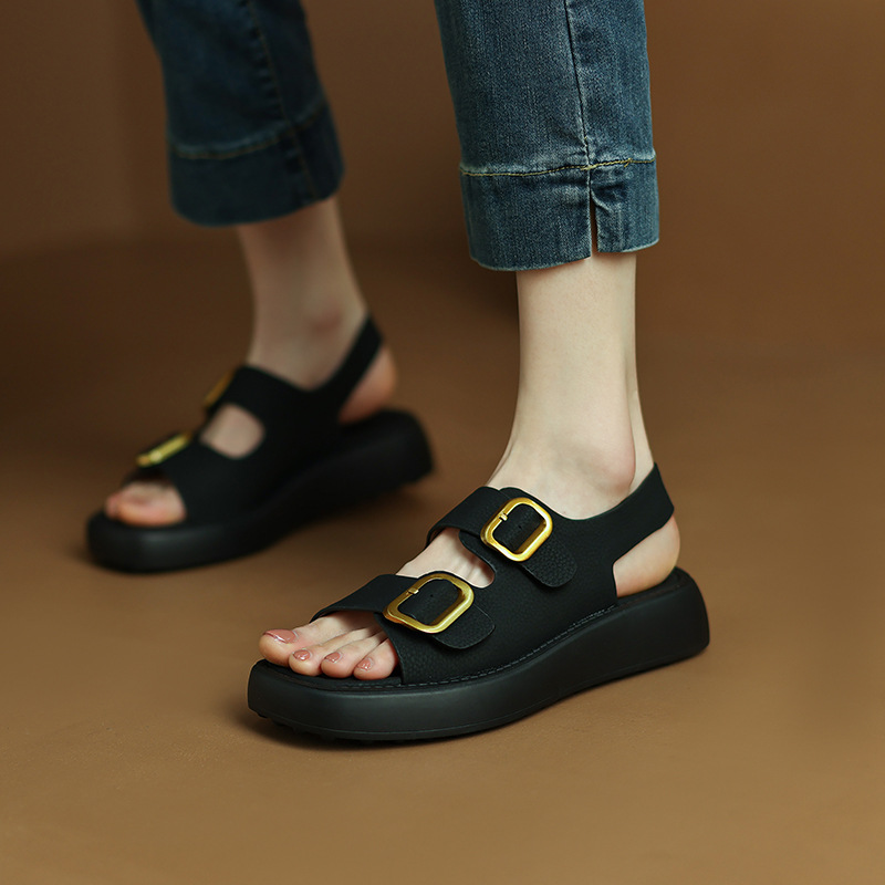 Super Lightweight ~ Small Platform Sandals for Women 2023 Summer New Platform Western Style Leisure All-Matching Beach Shoes