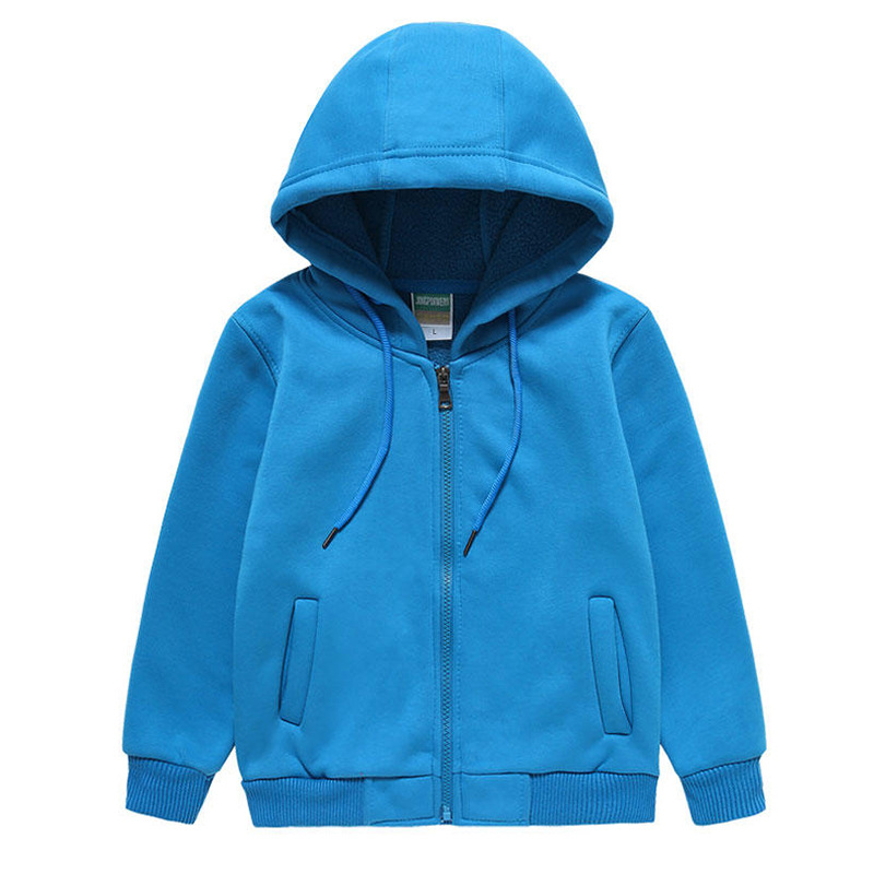 批发儿童拉链套头卫衣 连帽摇粒绒加厚保暖卫衣幼儿园活动服定 制