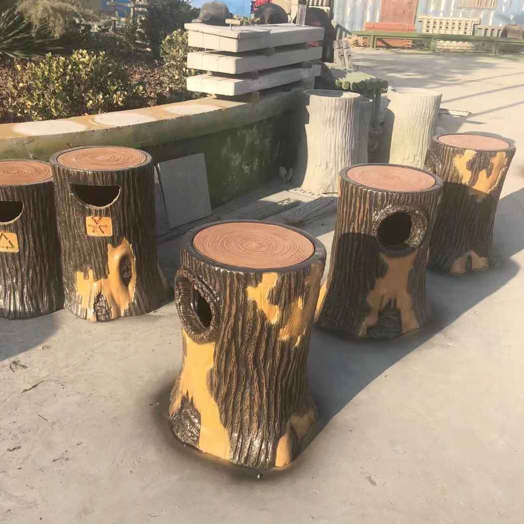 水泥仿木垃圾桶园林景区仿树皮树墩市政环卫垃圾桶定制双桶