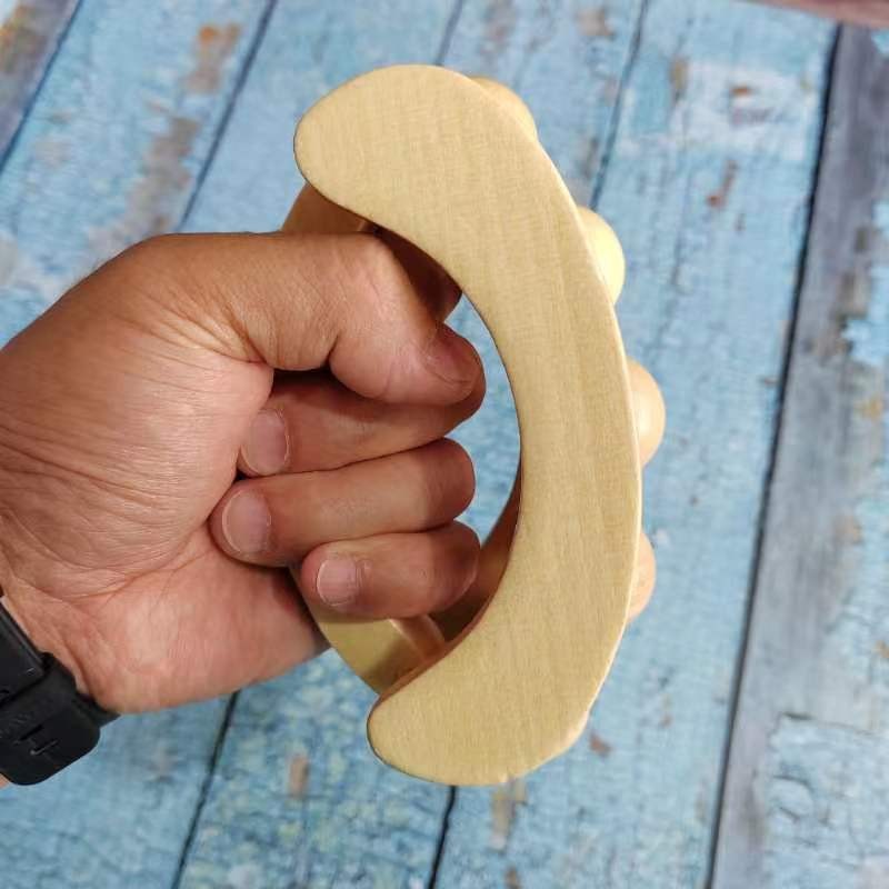 厂家批发亚马逊木质手摩实木按摩轮滚轮按摩器家用便携滚珠按摩器