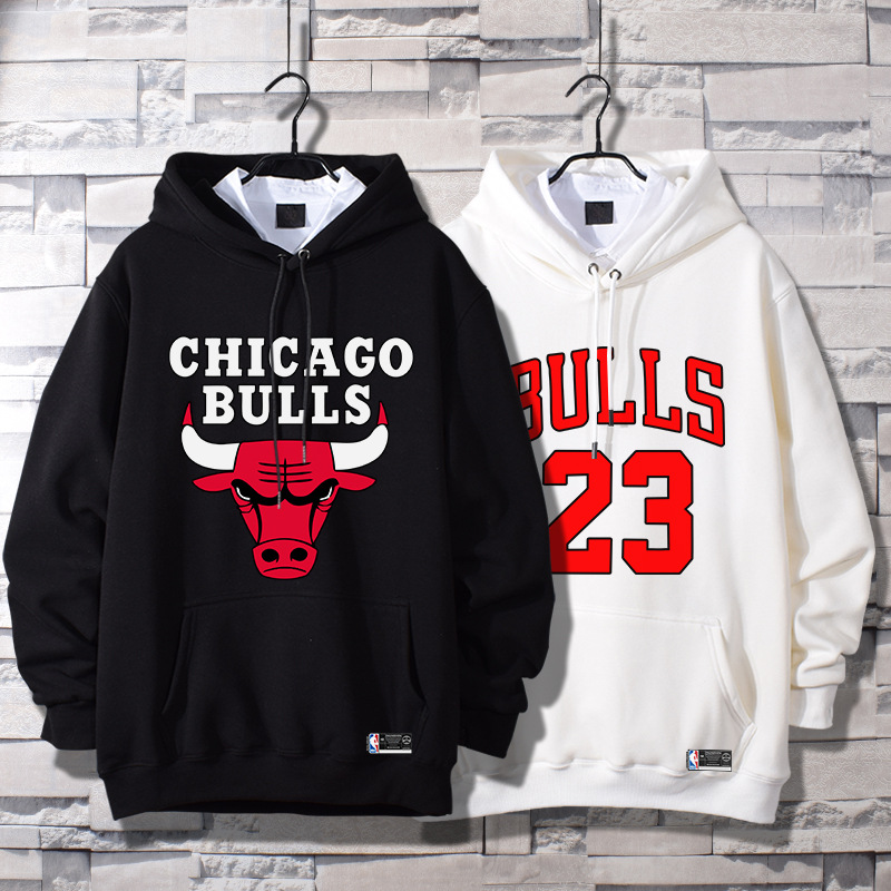 nba公牛队篮球运动卫衣男连帽春秋薄款宽松外套学生ins潮冬季加绒
