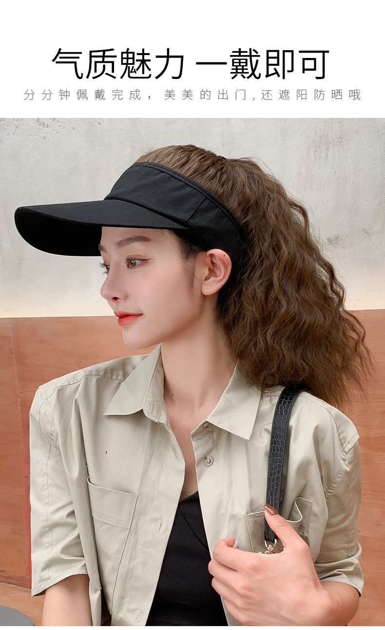 假发女玉米须长卷发一体连帽子春夏时尚新款仿真自然高马尾假发帽