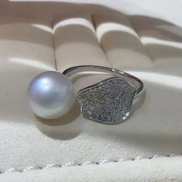 diy配件 s925纯银时尚小众珍珠戒指空托 优雅大气指环戒托半成品