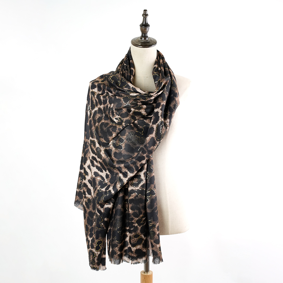 2023 New Exclusive for Cross-Border Casual Cashmere Double-Sided Digital Printing Shawl Women's Leopard Print Bronzing Scarf