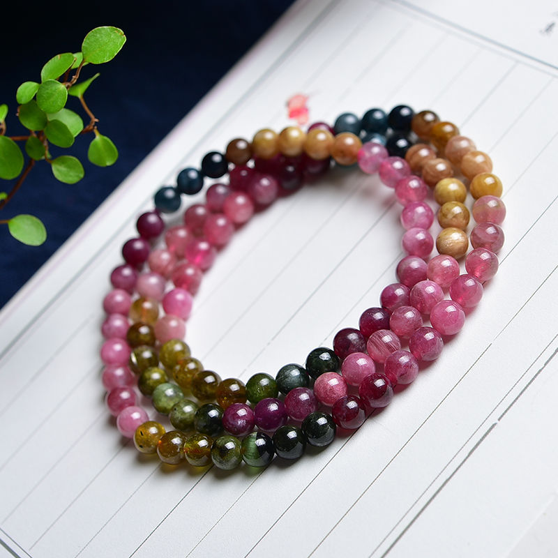 纯天然彩虹碧玺多圈手链旺夫石 正品巴西老矿料 招财旺夫转运女款
