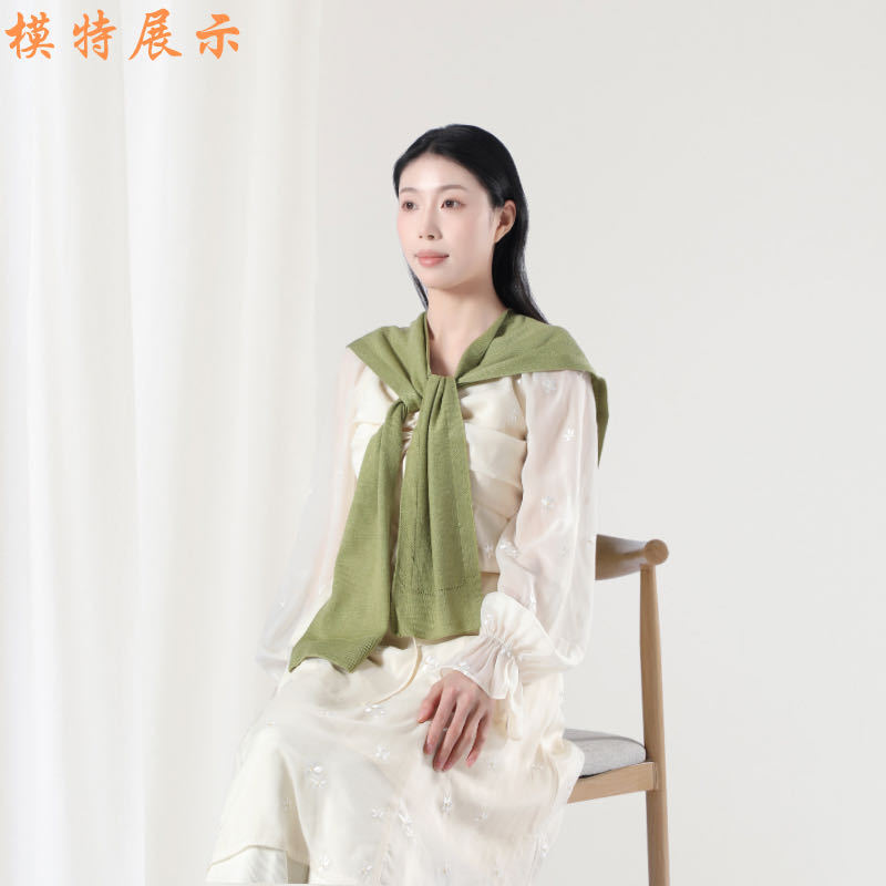 Korean Style Wool Knitted Shawl Ins Style Fashion All-Matching Small Waistcoat Spring and Summer Office Air-Conditioned Room Shoulder Pad Detachable Collar