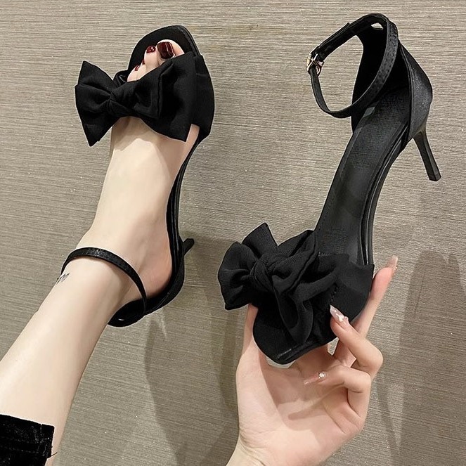 真皮中跟罗马真皮一字带细跟凉鞋女高跟鞋尖头女鞋子百搭夏季欧美