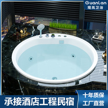 亚克力浴缸圆形浴缸嵌入式冲浪按摩缸智能热恒温双人别墅浴盆