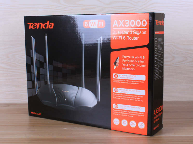 tenda english router 腾达wifi6 ax12 5g 千兆口3000m路由器