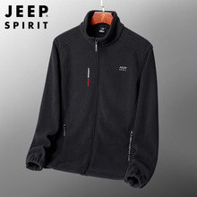 JEEP SPIRIT抓绒外套春秋款夹克男宽松休闲保暖开衫卫衣HL2500