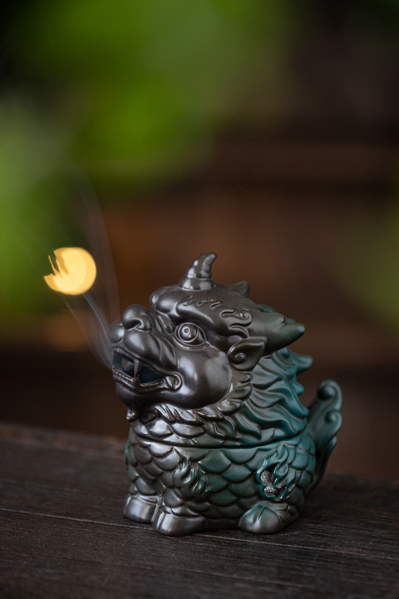 麒麟陶瓷香薰炉家用室内盘香炉檀香沉香点香炉中式禅意熏香炉摆件