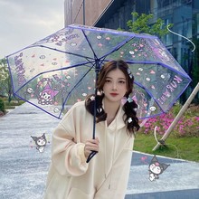 透明雨伞卡通图案自动三丽鸥kt猫电话折叠女学生