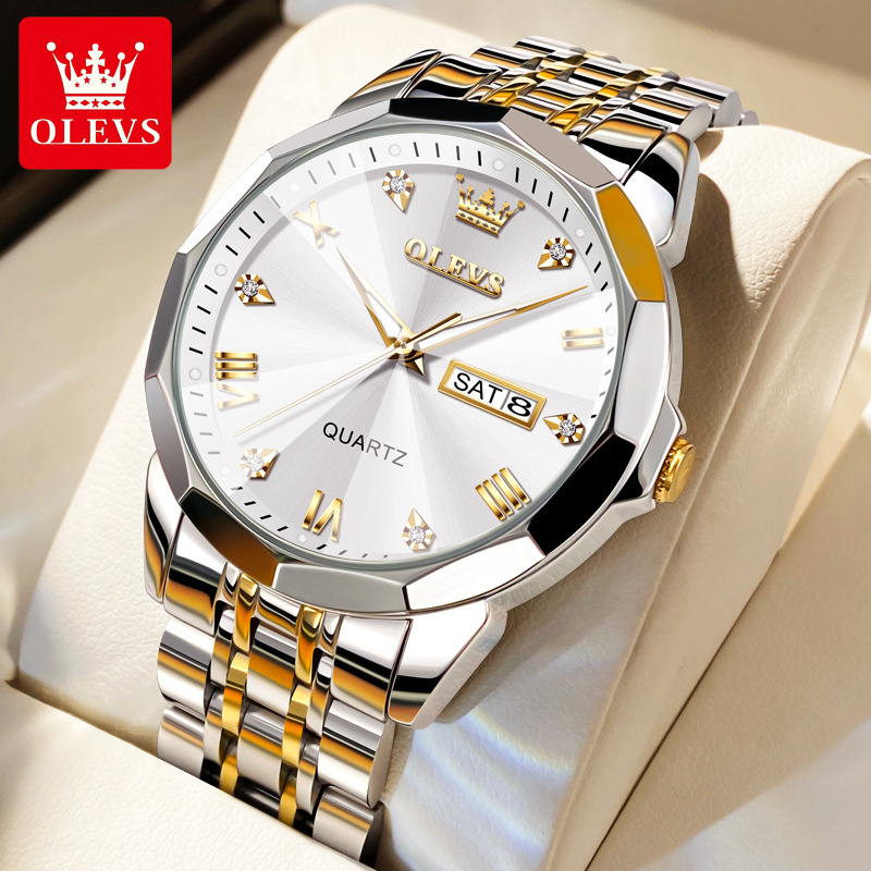 Olevs Brand Watch Wholesale Quartz Watch Cross-Border Foreign Trade Olevs Double Calendar Tiktok Men's Watch Men's Watch Fashion