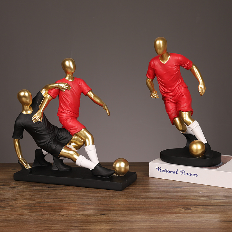 Creative Football Player Decoration Hallway Living Room Wine Cabinet Table Decoration Character Model Hand-Made Resin Crafts