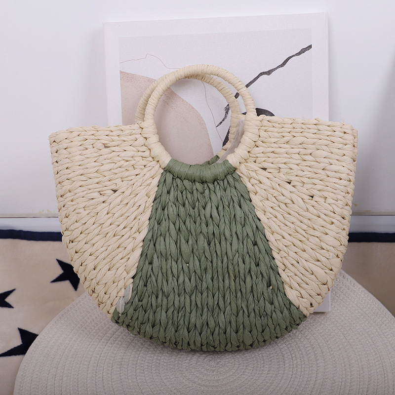 夏季手提纸绳编织小包手工编织女包休闲日系沙滩包度假旅行单肩包