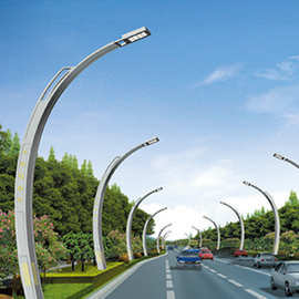 市政马路自弯臂路灯led常规市电路灯 单弯路灯