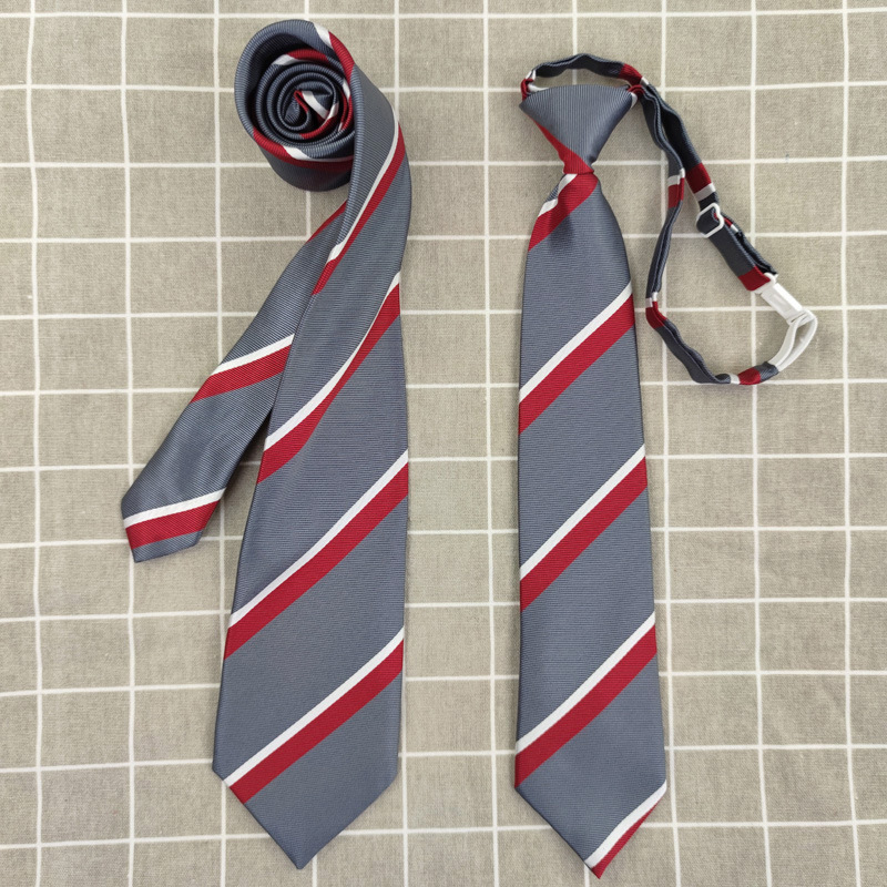 免打领带手打款dk套装学生校服制服配饰灰色条纹校供日系jk有面料