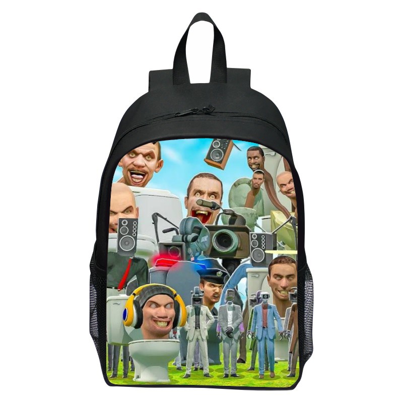 New Pattern Print Toilet Skibidi Toilet Backpack Cartoon Lightweight Backpacks 16-Inch Schoolbag for Elementary School Students