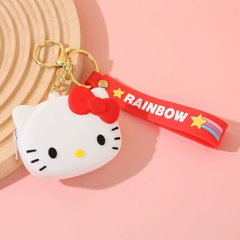 Summer Sanrio Coin Purse Keychain Student Cartoon Animal Silicone Earphone Bag Lovely Bag Pendant