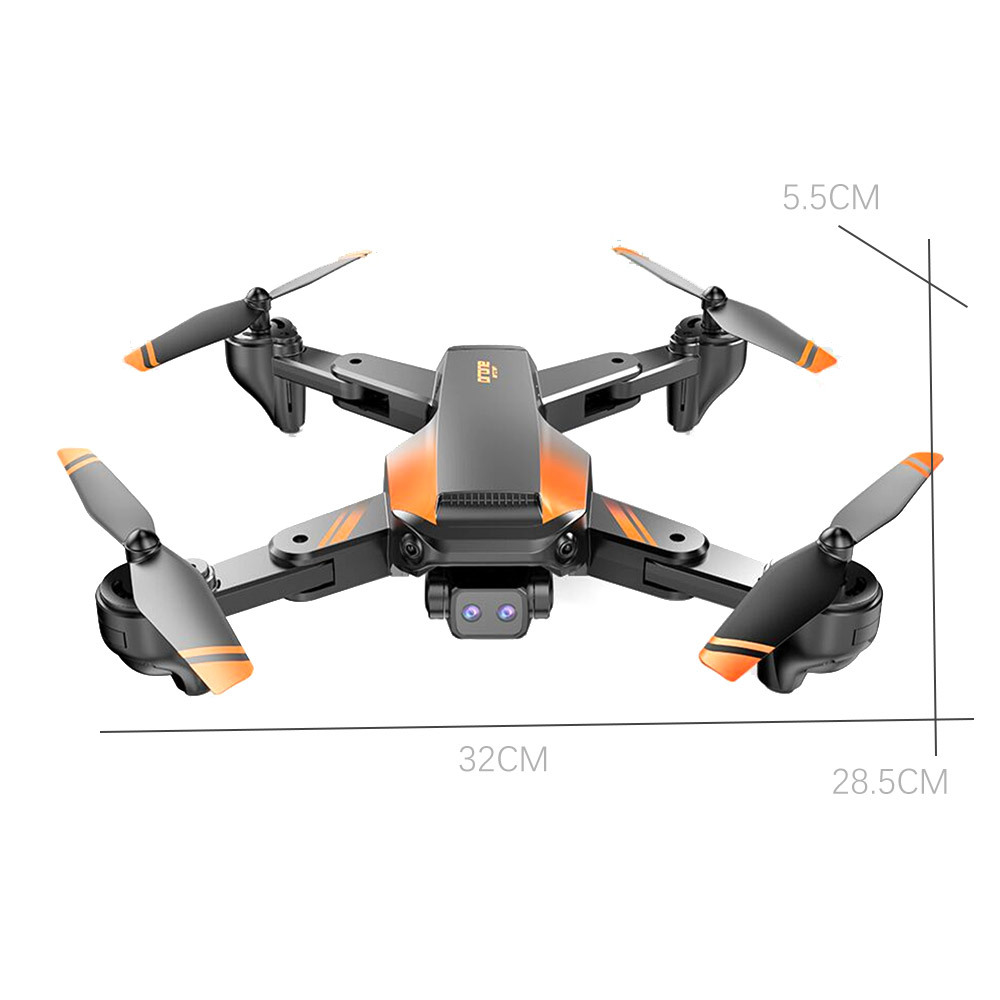 Double Lens Aerial Remote-Control Aircraft with Steering Gear Quadcopter Foldable Infrared Obstacle Avoidance Camera UAV