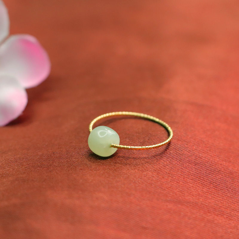 眷钰 和田玉路路通戒指白玉转运珠指环流行时尚珠宝玉石饰品礼物