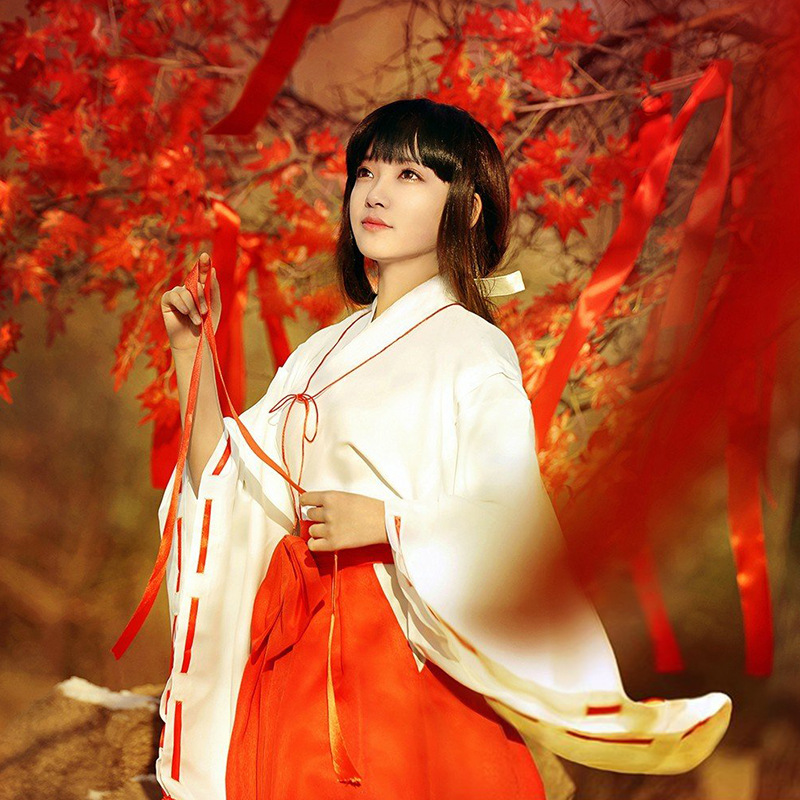 犬夜叉巫女cos服宫水三叶cos巫女服改良振袖和服桔梗巫女服大全套