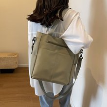 帆布包女学生韩版2023新款百搭大容量简约时尚单肩斜挎日系手提袋