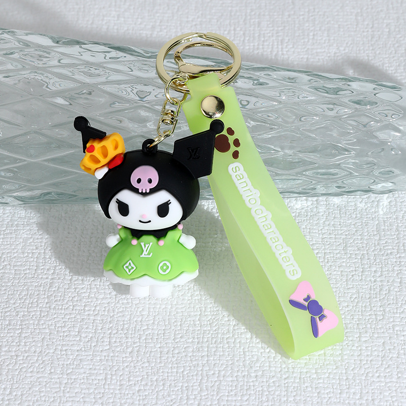 New Sanrio Dress Clow M Silicone Doll Keychain Pendant Couple Bags Car Key Chain Hanging Ornaments