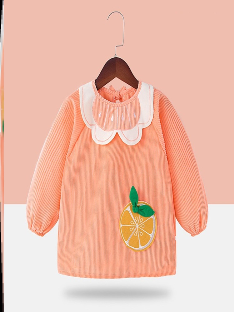 儿童吃饭围兜罩衣女童反穿衣女宝宝防水防脏小公主围裙秋冬季洋气