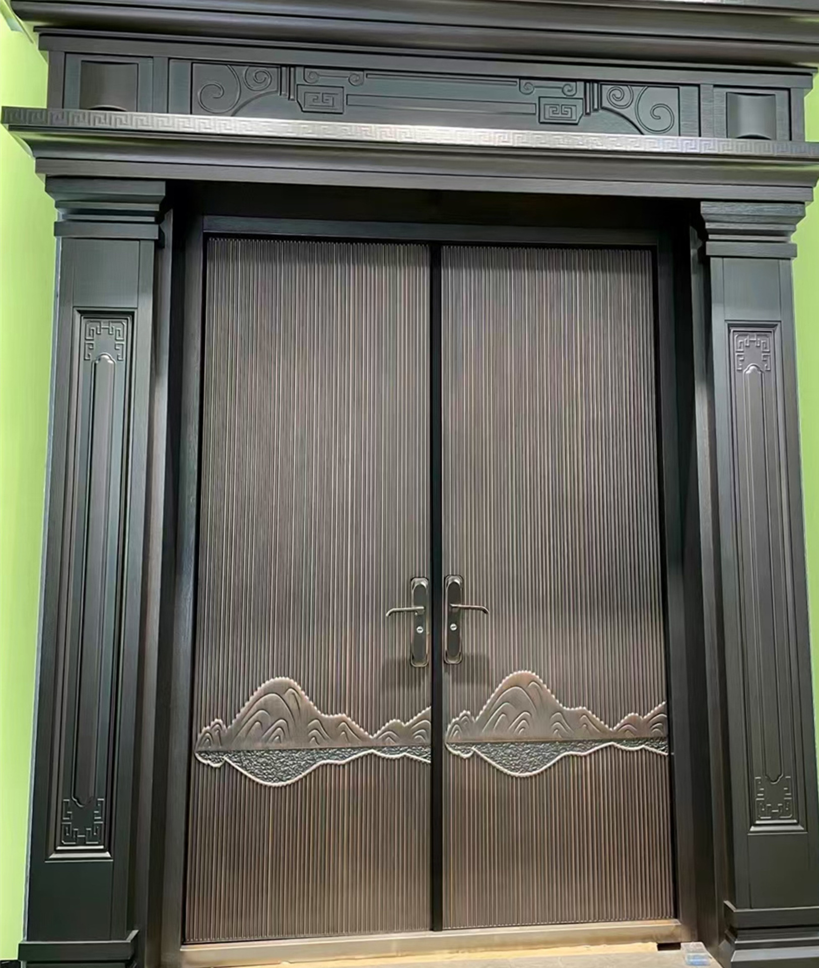 农村自建别墅大门双开铸铝门庭院入户防盗门铜门进户别墅门定 制