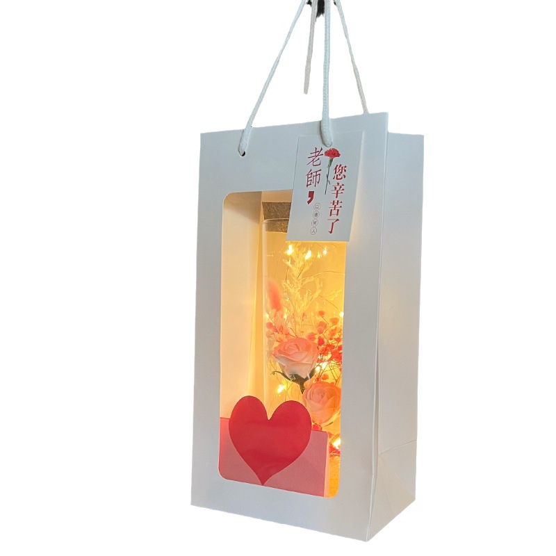 Valentine's Day Dried Flowers Gypsophila Teacher's Day Gift Wholesale Gift for Teachers Creative Glow Glass Wishing Bottle
