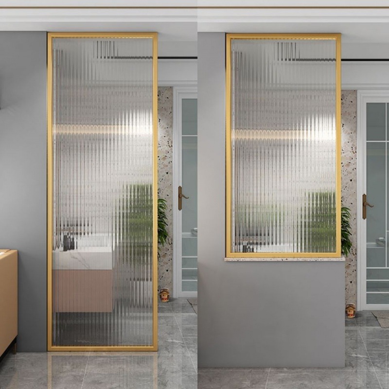 长虹玻璃隔断不锈钢现代简约餐厅家用客厅玄关艺术卫生间屏风
