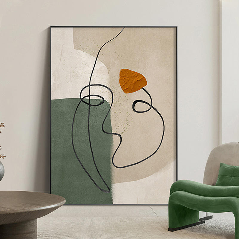 抽象艺术客厅装饰画现代简约背景墙挂画北欧线条落地画人物玄关画