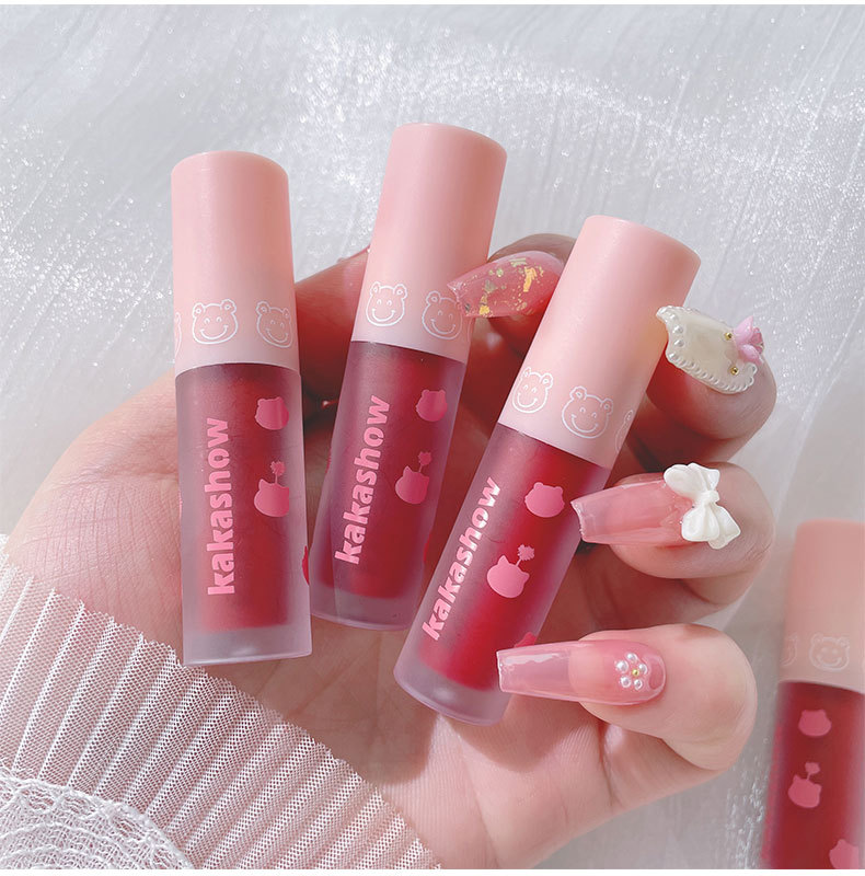 kakashow玩趣小熊粉雾唇釉迷你单只口红不拔干不易粘杯唇釉显白