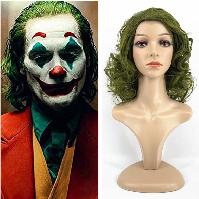 欧美电影cosplay假发 小丑joker 弗莱克造型短卷发绿色化纤发头套
