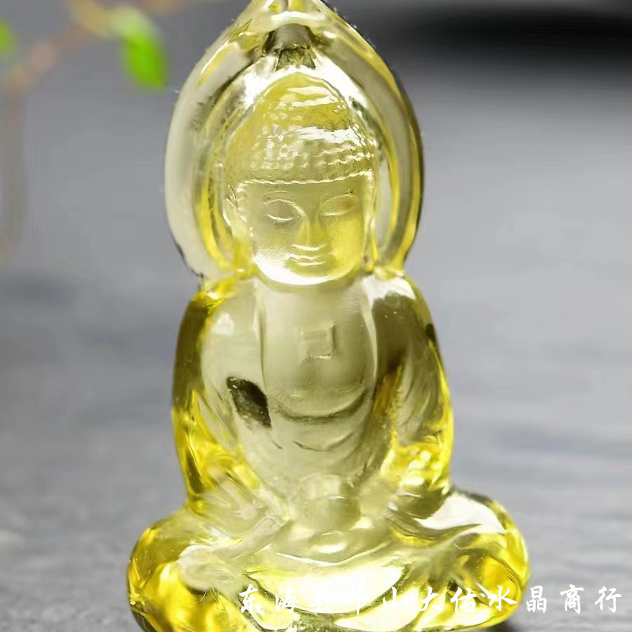 厂家批发天然黄水晶大日如来佛小摆件把件吊坠多用款饰品首饰礼物