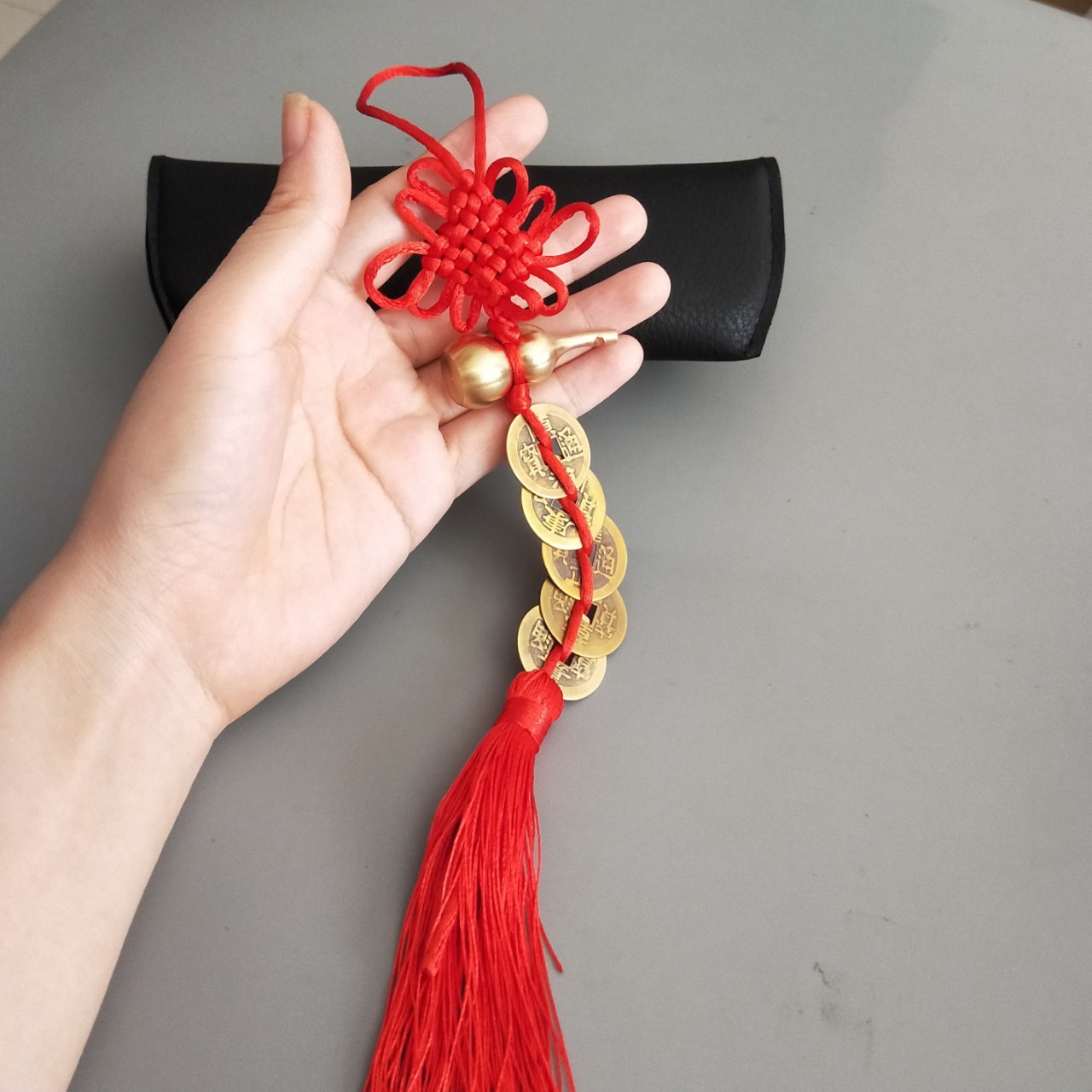 铜葫芦五帝钱中国结挂件 居家门窗挂饰 红绳流苏古币压门槛挂饰