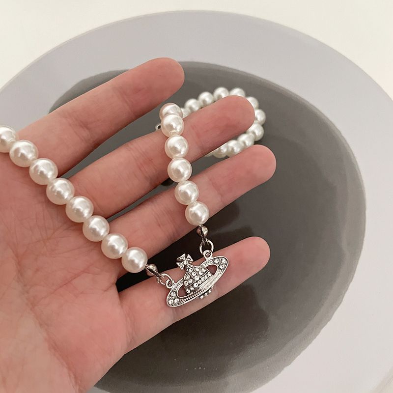 Xiempress Saturn Pearl Necklace Light Luxury Minority Clavicle Chain Female Summer High-Grade Temperament Choker Necklace Accessories