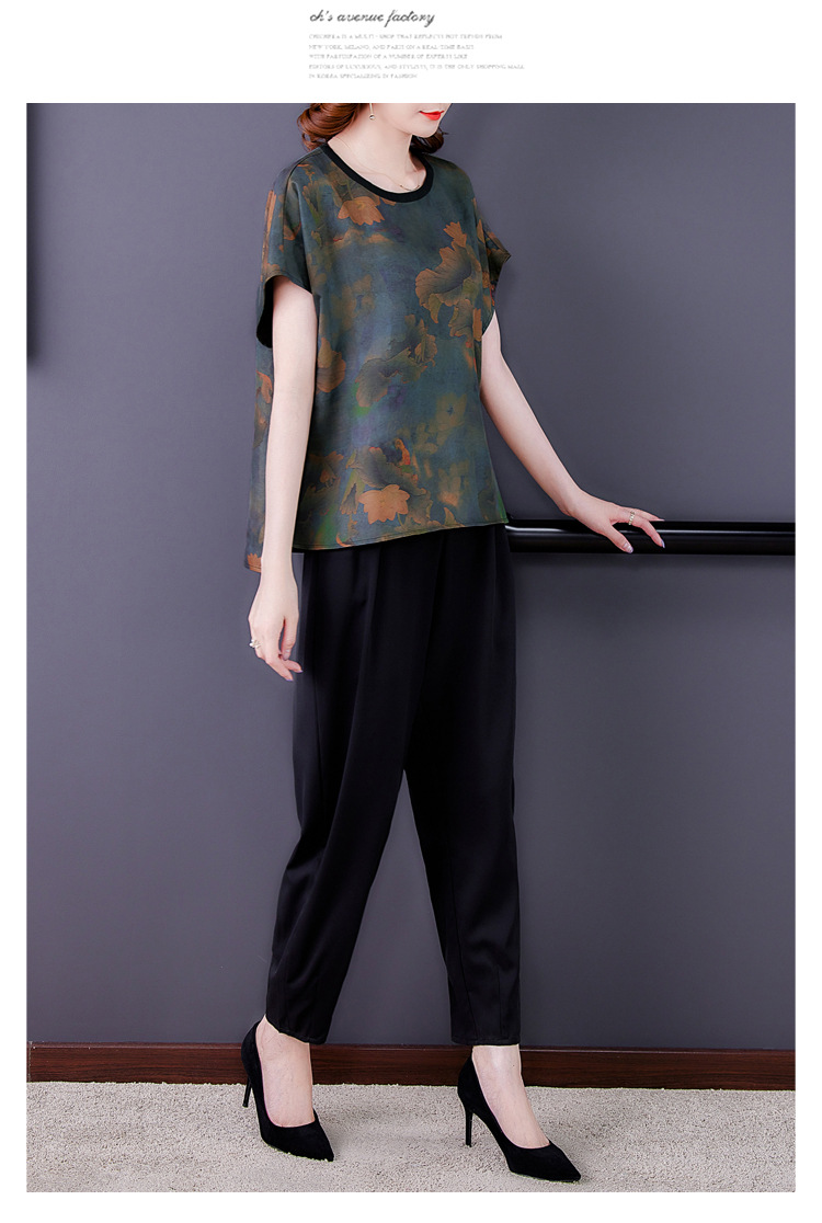 香云纱真丝衬衫短袖t恤女夏高端新款桑蚕丝短款上衣夏