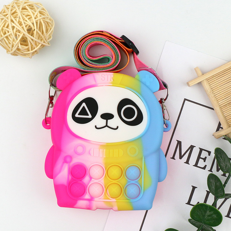 Rat Killer Pioneer Lesser Panda Squeezing Toy Coin Purse Earphone Bag with Lanyard Keychain Cute Cartoon Children's Bags