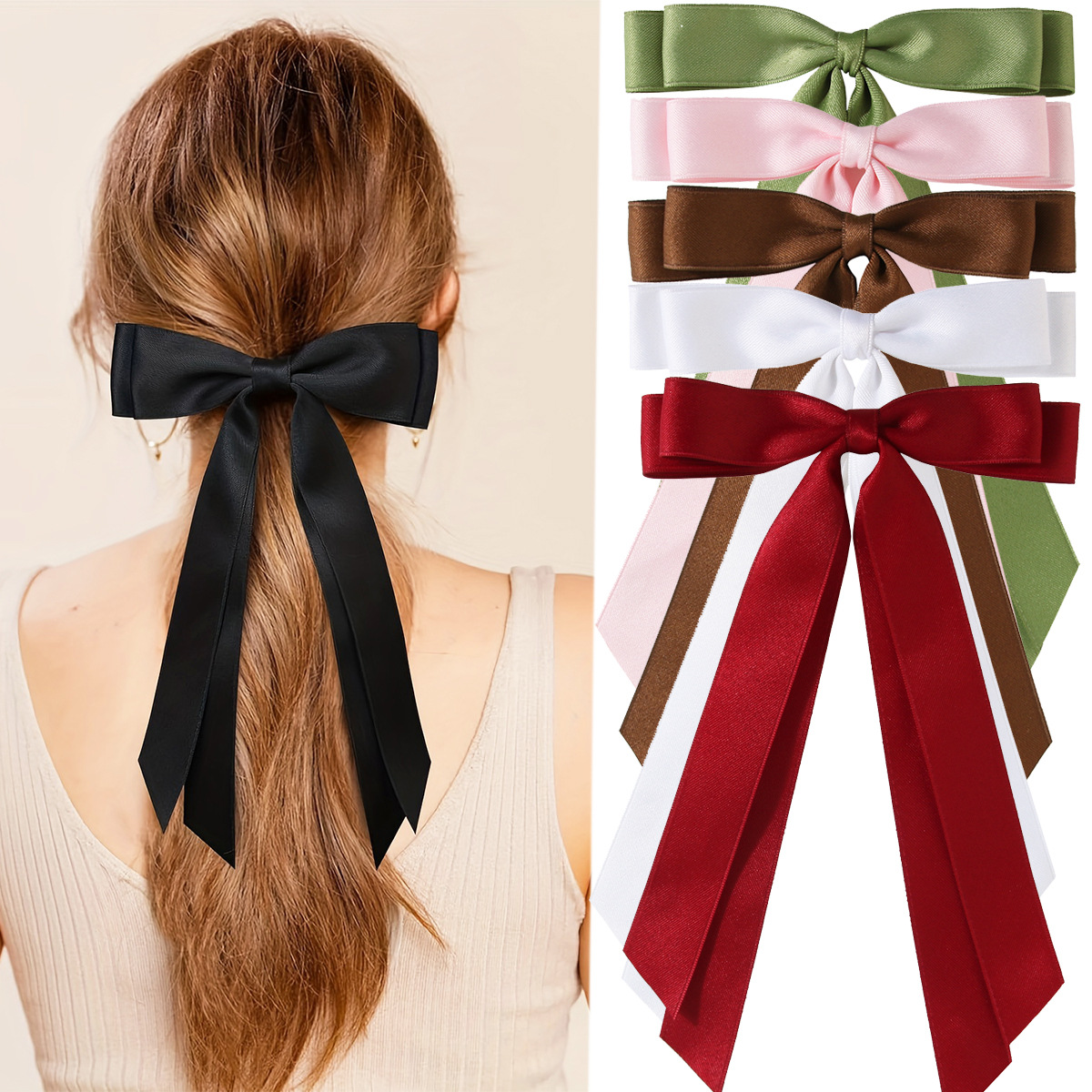 New Europe and America Cross Border 2.5cm Polyester Cotton Sweet Double Bow Barrettes Duckbill Clip Hairpin Bar Shaped Hair Clip