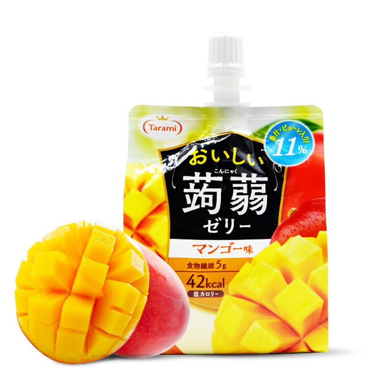 日本进口tarami蒟蒻果冻葡萄味苹果味芒果果冻多拉米吸吸果冻150g