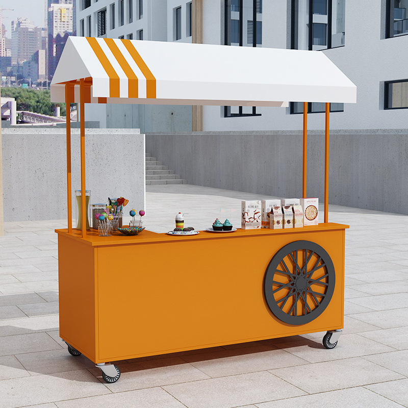 户外移动铁艺花车摊位摆摊车展示台小吃手推车售货车餐车超市商