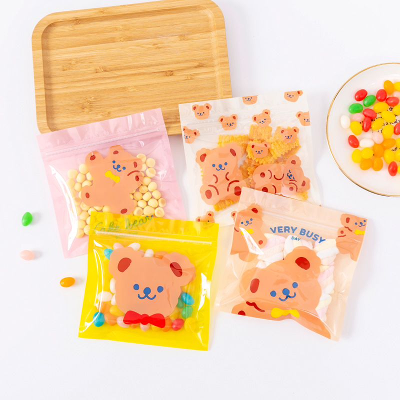 韩国零食饼干糖果密封袋小可爱卡通封口袋食品防尘透明塑料包装袋