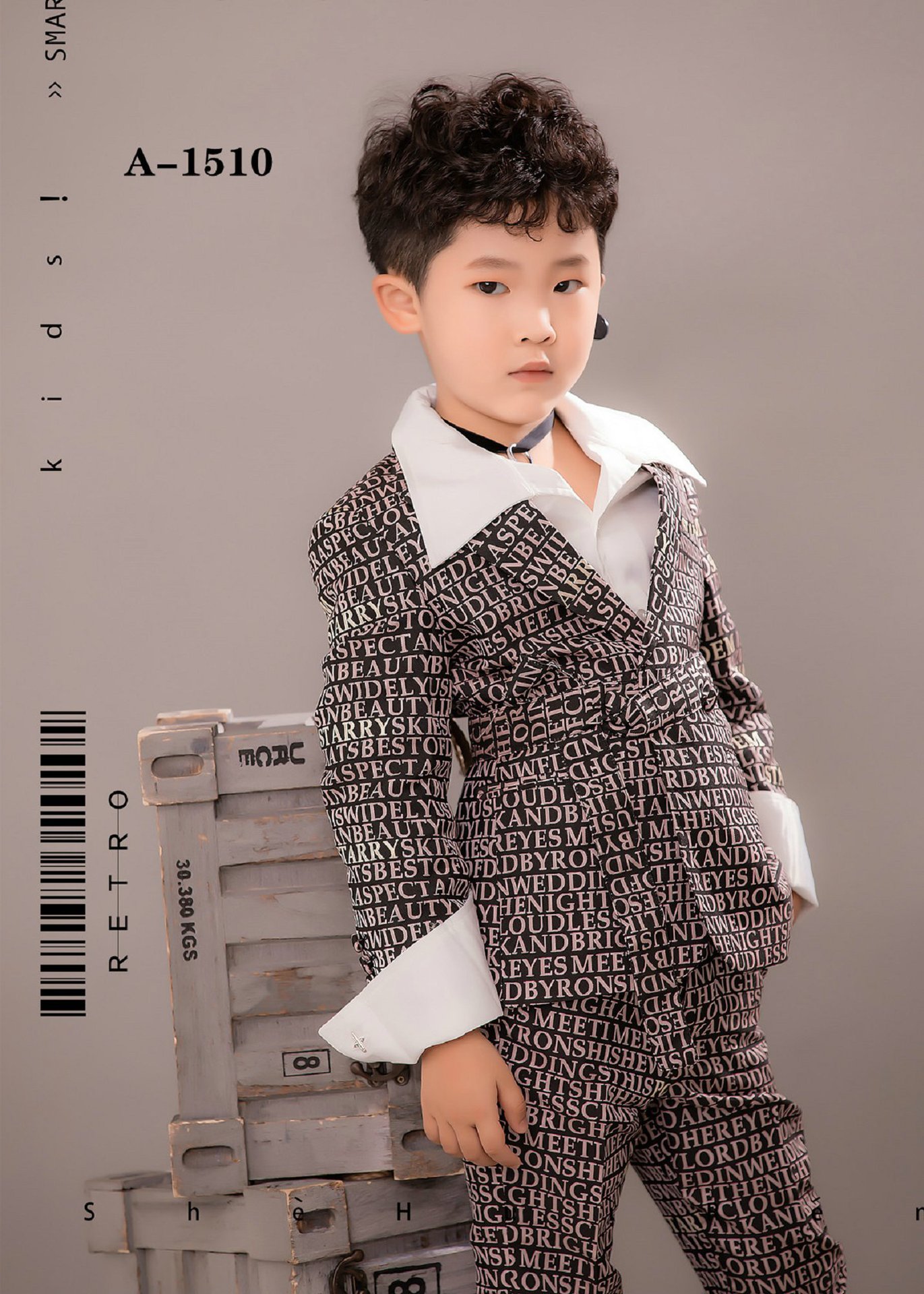 影楼潮童男孩写真男童艺术照模卡走秀演出服儿童摄影主题服装潮拍